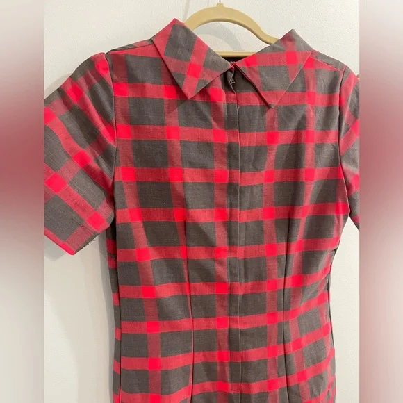 Vintage 1950s 60s sherry Kent of Dallas red plaid pleated dress - Picture 7 of 8